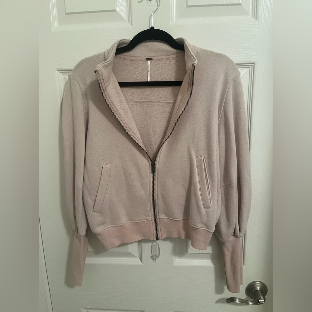 free people blush zip up sweatshirt